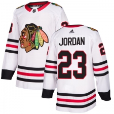 Women's Adidas Chicago Blackhawks #23 Michael Jordan Authentic White Away NHL Jersey