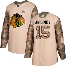 Youth Adidas Chicago Blackhawks #15 Artem Anisimov Authentic Camo Veterans Day Practice NHL Jersey