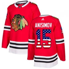Youth Adidas Chicago Blackhawks #15 Artem Anisimov Authentic Red USA Flag Fashion NHL Jersey