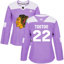Women's Adidas Chicago Blackhawks #22 Jordin Tootoo Authentic Purple Fights Cancer Practice NHL Jersey