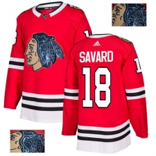 Men's Adidas Chicago Blackhawks #18 Denis Savard Authentic Red Fashion Gold NHL Jersey