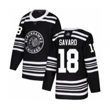 Men's Chicago Blackhawks #18 Denis Savard Authentic Black Alternate Hockey Jersey