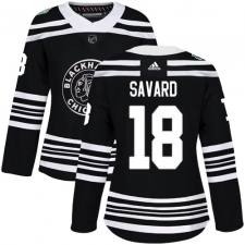 Women's Adidas Chicago Blackhawks #18 Denis Savard Authentic Black 2019 Winter Classic NHL Jersey