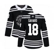 Women's Chicago Blackhawks #18 Denis Savard Authentic Black Alternate Hockey Jersey