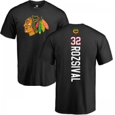 NHL Adidas Chicago Blackhawks #32 Michal Rozsival Black Backer T-Shirt