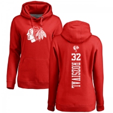 NHL Women's Adidas Chicago Blackhawks #32 Michal Rozsival Red One Color Backer Pullover Hoodie