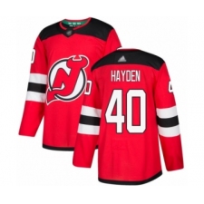 Youth New Jersey Devils #40 John Hayden Authentic Red Home Hockey Jersey