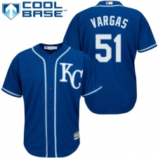 Youth Majestic Kansas City Royals #51 Jason Vargas Authentic Blue Alternate 2 Cool Base MLB Jersey