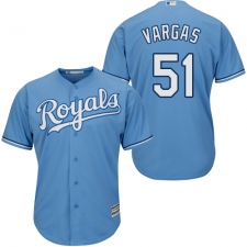 Youth Majestic Kansas City Royals #51 Jason Vargas Authentic Light Blue Alternate 1 Cool Base MLB Jersey