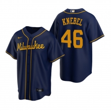 Men's Nike Milwaukee Brewers #46 Corey Knebel Navy Alternate Stitched Baseball Jersey