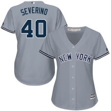 Women's Majestic New York Yankees #40 Luis Severino Replica Grey Road MLB Jersey