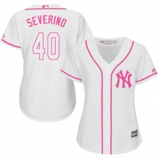 Women's Majestic New York Yankees #40 Luis Severino Replica White Fashion Cool Base MLB Jersey