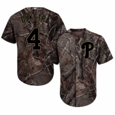 Youth Majestic Philadelphia Phillies #4 Lenny Dykstra Authentic Camo Realtree Collection Flex Base MLB Jersey