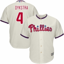 Youth Majestic Philadelphia Phillies #4 Lenny Dykstra Authentic Cream Alternate Cool Base MLB Jersey