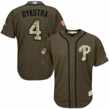 Youth Majestic Philadelphia Phillies #4 Lenny Dykstra Authentic Green Salute to Service MLB Jersey