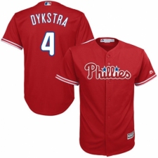Youth Majestic Philadelphia Phillies #4 Lenny Dykstra Authentic Red Alternate Cool Base MLB Jersey