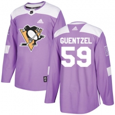 Youth Adidas Pittsburgh Penguins #59 Jake Guentzel Authentic Purple Fights Cancer Practice NHL Jersey