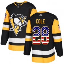 Men's Adidas Pittsburgh Penguins #28 Ian Cole Authentic Black USA Flag Fashion NHL Jersey