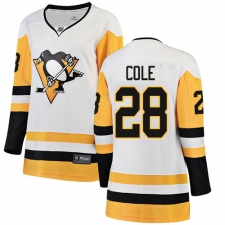 Women's Pittsburgh Penguins #28 Ian Cole Authentic White Away Fanatics Branded Breakaway NHL Jersey