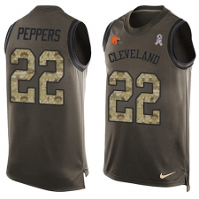 Men's Nike Cleveland Browns #22 Jabrill Peppers Limited Green Salute to Service Tank Top NFL Jersey