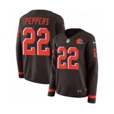 Women's Nike Cleveland Browns #22 Jabrill Peppers Limited Brown Therma Long Sleeve NFL Jersey
