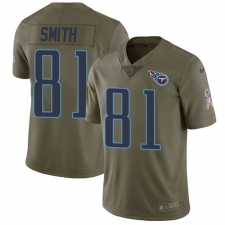 Men's Nike Tennessee Titans #81 Jonnu Smith Limited Olive 2017 Salute to Service NFL Jersey