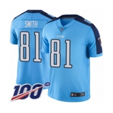 Youth Tennessee Titans #81 Jonnu Smith Limited Light Blue Rush Vapor Untouchable 100th Season Football Jersey
