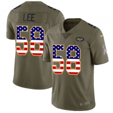Men's Nike New York Jets #58 Darron Lee Limited Olive/USA Flag 2017 Salute to Service NFL Jersey