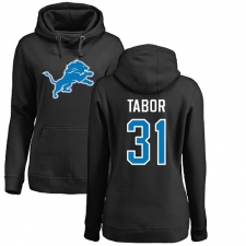 NFL Women's Nike Detroit Lions #31 Teez Tabor Black Name & Number Logo Pullover Hoodie