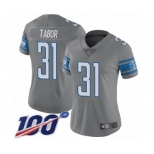 Women's Detroit Lions #31 Teez Tabor Limited Steel Rush Vapor Untouchable 100th Season Football Jersey