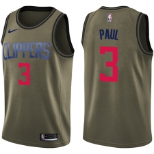 Men's Nike Los Angeles Clippers #3 Chris Paul Swingman Green Salute to Service NBA Jersey