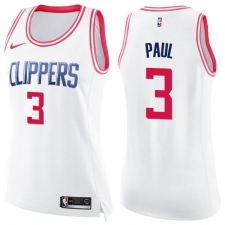 Women's Nike Los Angeles Clippers #3 Chris Paul Swingman White/Pink Fashion NBA Jersey