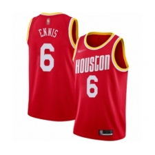 Men's Houston Rockets #6 Tyler Ennis Authentic Red Hardwood Classics Finished Basketball Jersey