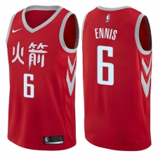 Men's Nike Houston Rockets #6 Tyler Ennis Authentic Red NBA Jersey - City Edition