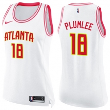 Women's Nike Atlanta Hawks #18 Miles Plumlee Swingman White/Pink Fashion NBA Jersey