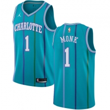 Men's Nike Jordan Charlotte Hornets #1 Malik Monk Authentic Aqua Hardwood Classics NBA Jersey