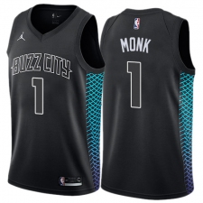 Men's Nike Jordan Charlotte Hornets #1 Malik Monk Authentic Black NBA Jersey - City Edition