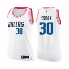 Women's Dallas Mavericks #30 Seth Curry Swingman White Pink Fashion Basketball Jerse