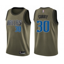 Youth Dallas Mavericks #30 Seth Curry Swingman Green Salute to Service Basketball Jersey