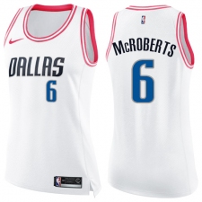 Women's Nike Dallas Mavericks #6 Josh McRoberts Swingman White/Pink Fashion NBA Jersey