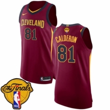 Men's Nike Cleveland Cavaliers #81 Jose Calderon Authentic Maroon 2018 NBA Finals Bound NBA Jersey - Icon Edition