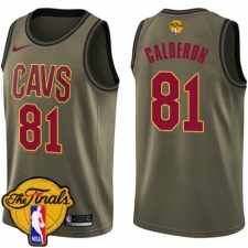 Men's Nike Cleveland Cavaliers #81 Jose Calderon Swingman Green Salute to Service 2018 NBA Finals Bound NBA Jersey