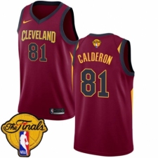 Men's Nike Cleveland Cavaliers #81 Jose Calderon Swingman Maroon 2018 NBA Finals Bound NBA Jersey - Icon Edition