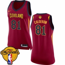 Women's Nike Cleveland Cavaliers #81 Jose Calderon Authentic Maroon 2018 NBA Finals Bound NBA Jersey - Icon Edition