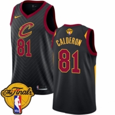 Women's Nike Cleveland Cavaliers #81 Jose Calderon Swingman Black 2018 NBA Finals Bound NBA Jersey Statement Edition