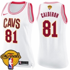 Women's Nike Cleveland Cavaliers #81 Jose Calderon Swingman White/Pink Fashion 2018 NBA Finals Bound NBA Jersey