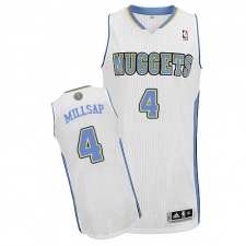 Men's Adidas Denver Nuggets #4 Paul Millsap Authentic White Home NBA Jersey