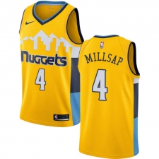 Men's Nike Denver Nuggets #4 Paul Millsap Authentic Gold Alternate NBA Jersey Statement Edition
