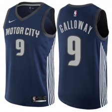 Men's Nike Detroit Pistons #9 Langston Galloway Authentic Navy Blue NBA Jersey - City Edition