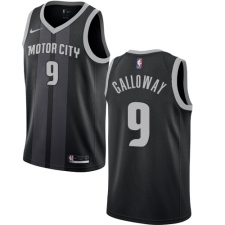 Men's Nike Detroit Pistons #9 Langston Galloway Swingman Black NBA Jersey - City Edition